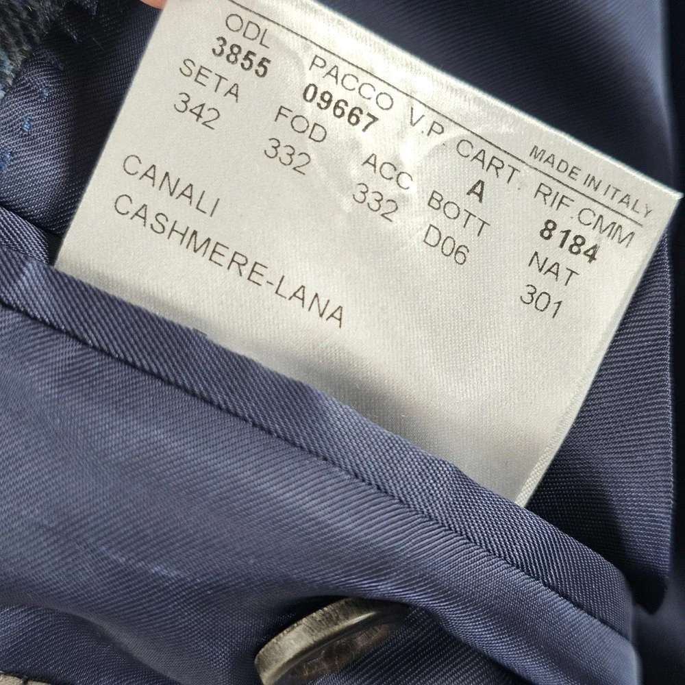 Canali 1934 Blazer 40R Wool Cashmere Herringbone Flannel Aqua Sport Coat L 13290